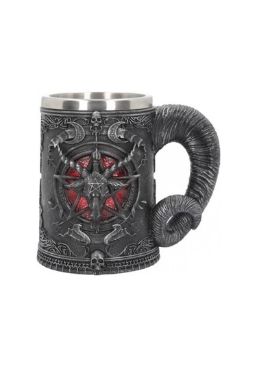 Pentagram Boynuz Bira Kupa Paslanmaz Çelik Ve Amp Reçine 3d Tankard Kahve Bira Kupa Drinkware Cup Mystic Wicca Fan Hediye Kupalar Siyah A