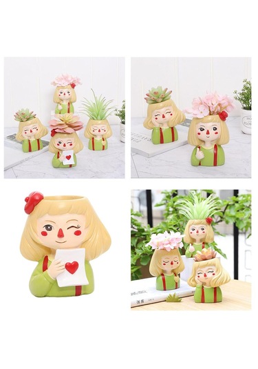 Suntek Kafa Heykel Etli Kaktüs Saksı Bitki Saksıları Ev Dekor