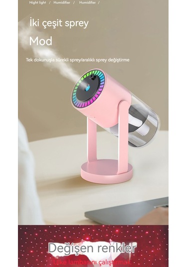 Lyon Yıldızışığısallayan Kafa Nemlendirici Usb Arababa Evçiftçili Yıldız Göküzü Projeksiyon Lambasıpembe