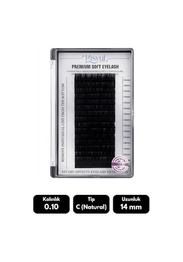 Misyul 0.10c Natural Kıvrım 14 Mm Soft Eyelash Doğal İpek Kirpik 16'lı