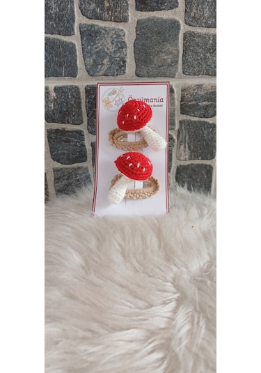 Çıtçıtlı Mantar Toka- Örgü Toka Kırmızı