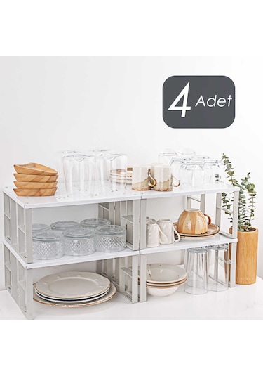 Porsima ORG-01 4lü Raf Düzenleyici - Dolap İçi Düzenleyici Raf Beyaz