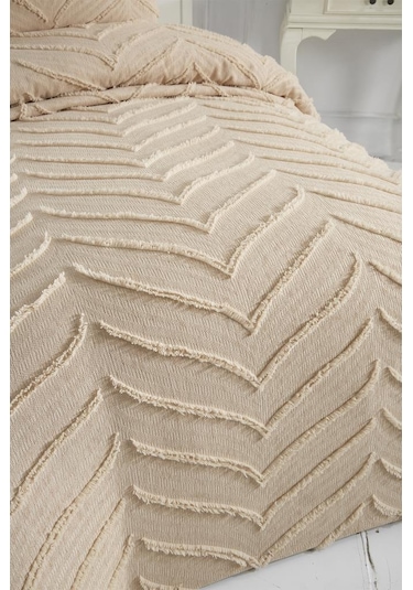 Çeyiz Diyarı Sementina 2 Parça Tek Kişilik Pike Takımı Bej Bej