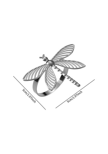 Homyl 10 Adet Yusufçuk Peçeteli Yüzükler Peçete Tutucuları Gümüş