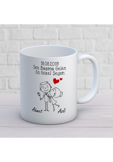 Sevgililer Günü Sen Başıma Gelen En Güzel Şeysin Kupa Bardak Çok Renkli