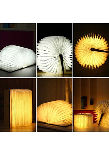 Vkemall Kahverengi Ceviz Ahşap 360 Katlanabilir Led Kitap Lambası - 3 Renk Işık, Su Geçirmez, Dahili Pil Xxs Diğer