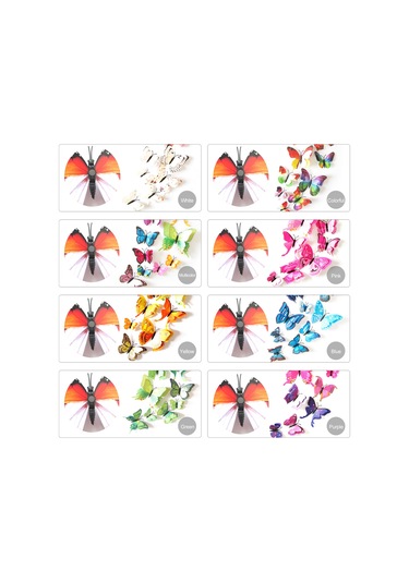 Tenfowee 12 Adet İki Katlı 3d Pvc Kelebek Duvar Sticker, Renkli Dekoratif Magnetlı Duvar Tablo, Çocuk Odası Bahçe Dekoru Hediyelik Renkli