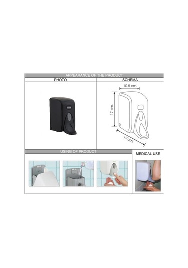 Omnipazar Vialli F5MB Medical Köpük Sabun Dispenseri 500 ml Siyah