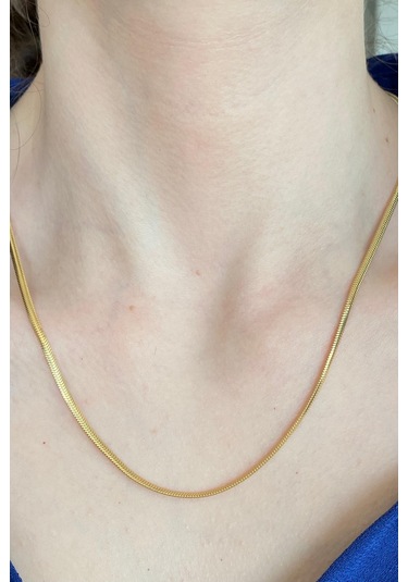 Zümrüt Sarraf 14 Ayar Yeşil Altın Kadın Tondo Ezme Zincir Kolye N11.47505