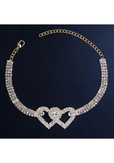 Novahub Altın Hip Hop Parlak Zirkon Kalp Halhal Bilezik Kadınlar Için Ayak Bileği Zincir Plaj Ayak Takı Altın Altın