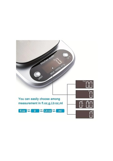 Xuweiwei 10kg 1g Hassas Mutfak Terazisi Elektronik Gıda Tartısı Silvery Gümüşi 10kg/1g