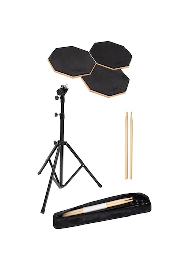 Bateri Davul Drum Pratik Pedi Pad Seti Standlı Baget Tekli Set