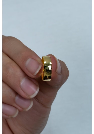 Altın Kaplama 6Mm Bombeli Gümüş Alyans Çifti Tektaş Hediye Al44