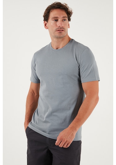 Buratti Pamuklu Regular Fit Bisiklet Yaka Erkek T Shirt 59020204 Açık Gri