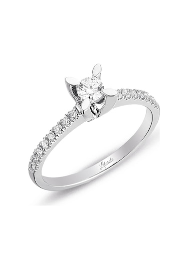 0.39 Ct. Kolları Taşlı Tektaş Pırlanta Yüzük