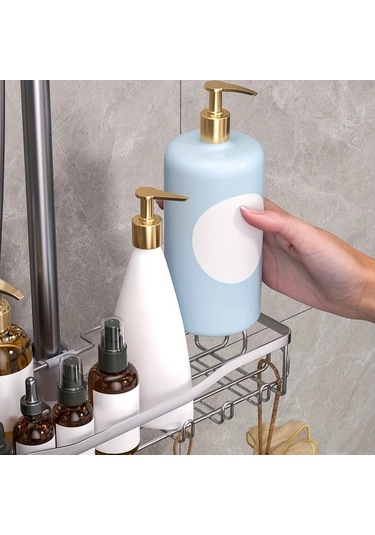 Xuweiwei 1 Adet Gümüş Banyo Rafı, Duvara Monte Askılı Yüzer Raf, Duş Rafı Aksesuarı Gümüş