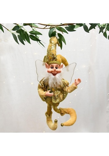 Pazly Altın Noel Elf Bebek Dekorasyon El Yapımı Bebek Hediye Noel Ağacı Kolye Ev Süsleme Elf Palyaçolar Yeni Yıl Dekor Çocuklar Hediyeler Altın