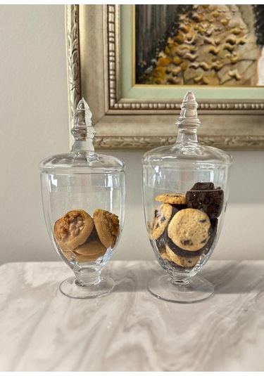 The Mia Ayaklı Cam Saklama Kabı 24 Cm Şeffaf