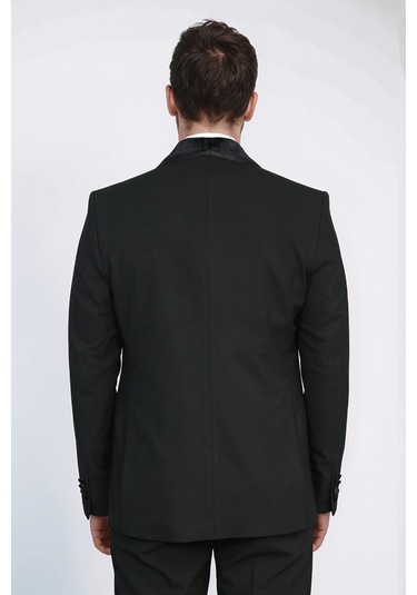 Klasik Kadife Yaka Siyah Smokin Takım - Wessi Siyah