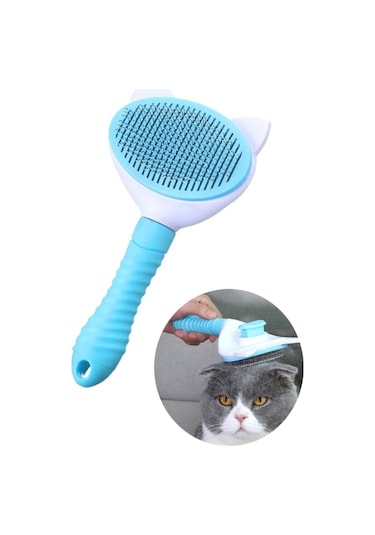 Tilbe Home Basmalı Kedi Fırça ve Tarağı Beyaz - Mavi