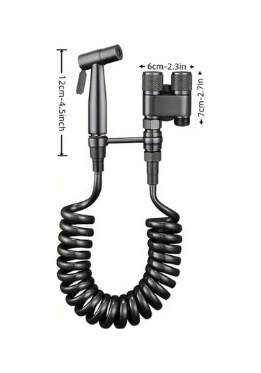Fastbuy Siyah Duvara Monte Cift Prizli Tuvalet Puskurtme Tabancasi, Fircalanmis Nikel Kaplama Paslanmaz Celik, Plastik Valf, Siyah