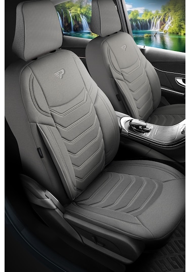 Gri - Gri Panda Manavgat Serısı Lakos Kumaş Oto Koltuk Kılıfı - Tam Set