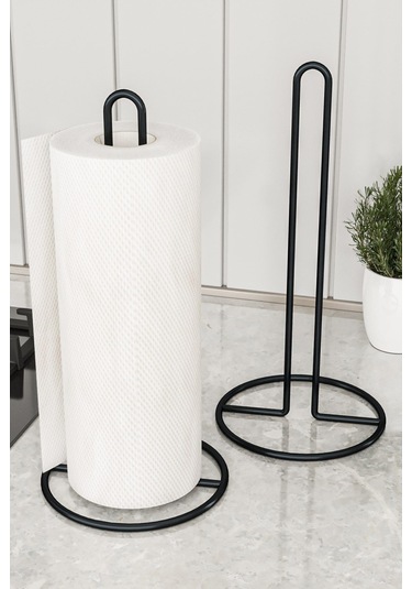 Peçetelik Rulo Havluluk Mat Siyah Kaplama Paslanmaz Dolu Çelik Havlu Peçetelik, Metal Havluluk