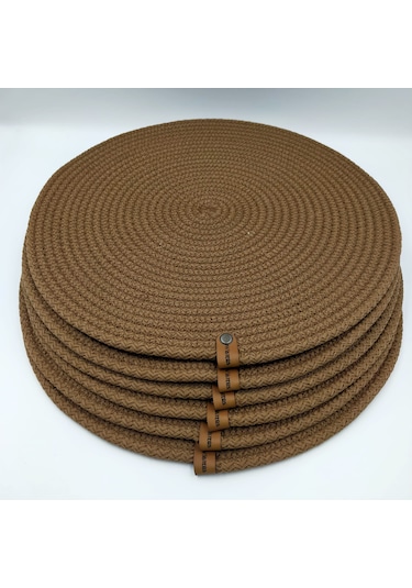 6 Kişilik Amerikan Servis, Hasır Supla Takımı 35 35 Lacivert - Gri - Ekru