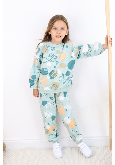 Kız Çocuk Orta Kalınlıkta Eşofman Takımı Mavi