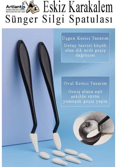 Sünger Silgi Spatulası 1 Paket Eskiz Karakalem Karıştırıcı Sünger Silici Spatula Eskiz Sileceği