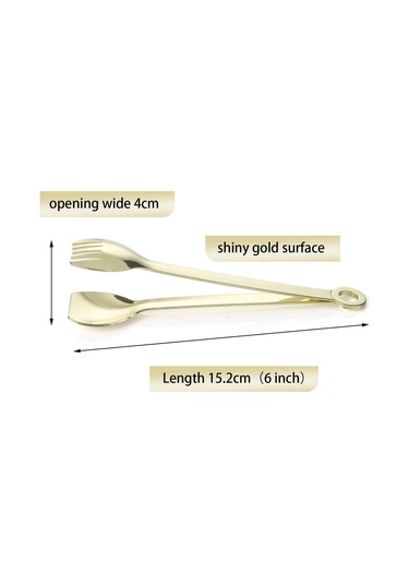 Mini Meze Maşası Altın Kaplama Paslanmaz Çelik 6 İnç 5'li Set B