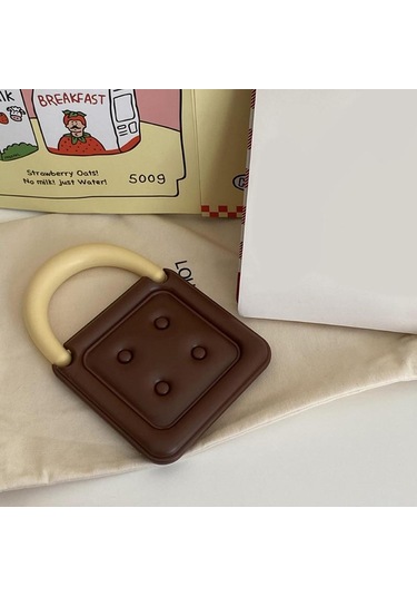 Sevimli Çikolata Kare Ayna Çift Taraflı Katlanır Kompakt Ayna Çanta İçin Makyaj Aynası Taşınabilir Mini Ayna Masaüstü Dekoru Kahverengi