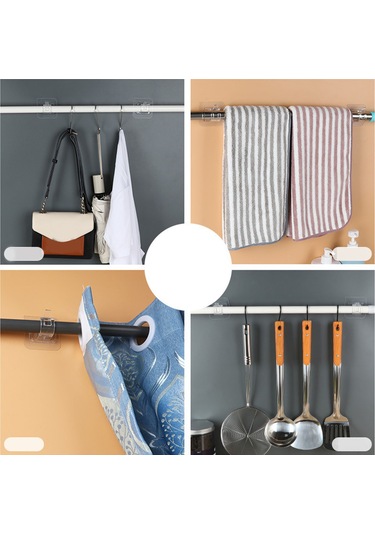 Hfambition Duvar Delik Yok Paspas Çubuk Braketi, Otomatik Yapışkan Arka Yüzü İle Banyo-mutfak Uygun, Abs Malzeme, 2 Adet