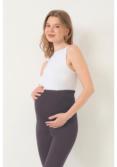 Füme Yüksek Bel Hamile İspanyol Paça Kadın Tayt