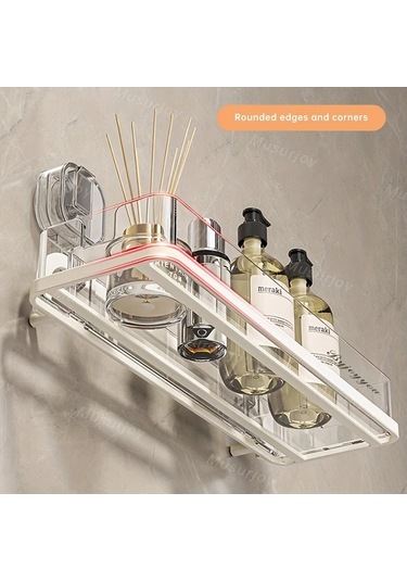 Willowhaven Musurjoy Delmeli Banyo Rafı Transparan Beyaz Duş Köşe Dolabı Şeffaf Beyaz