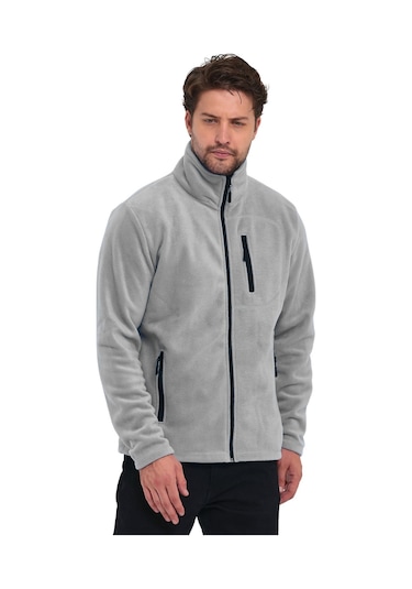 Genıus Store Erkek Polar Tam Fermuarlı 3 Cepli Outdoor Polar Ceket Tactical Flecee Polar-gns Gri