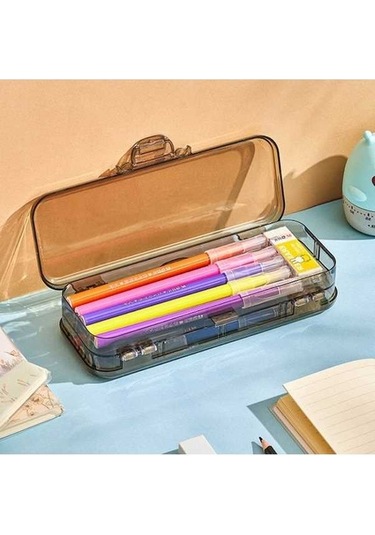 Willowhaven Rj 26 Grand Kapasiteli Kalem Çantası, Şeffaf Çift Katmanlı Kırtasiye Kutusu, El Kaldırma, Haki Renk Haki