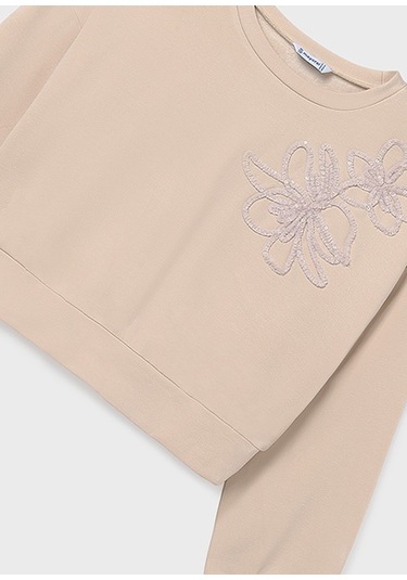 Mayoral Bej Kız Çocuk Pul Detaylı Sweatshirt 7421 Bej