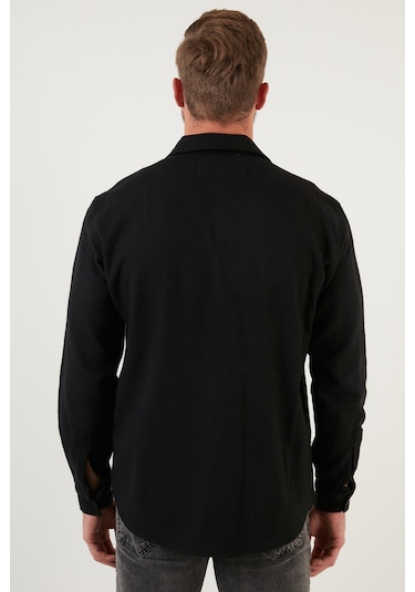 Buratti Çift Cepli Fermuarlı Slim Fit Kışlık Erkek Gömlek Cf21W112925 Siyah