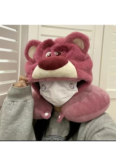 Honeybeeshop 1 Adet Disney Stitch Seyahat Yastığı Pembe U Şekilli Boyun Desteği Büyük Gözler Yumuşak Hafif Kumaş Uçak Uykuları İçin Karikatür Tasarım