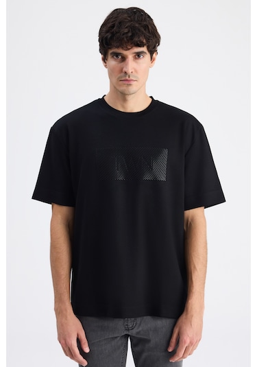 Twn Relaxed Fit Siyah Düz T-shirt 6ec146171620m 001