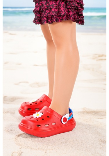 Kiko Kids Twg 755-1 Plaj Havuz Eva Kız Çocuk Terlik Kırmızı