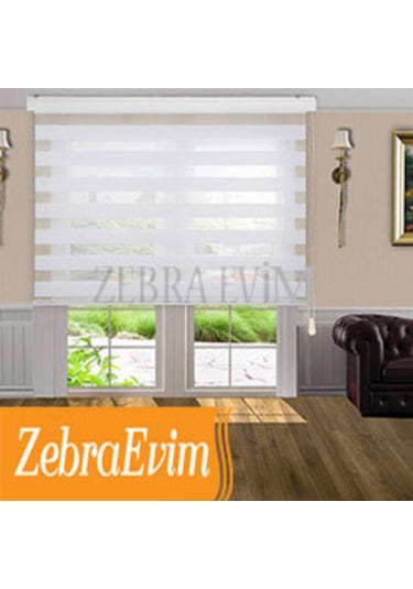 Zebraevim Bambu Beyaz-Ekru Zebra Perde Yeni Sezon