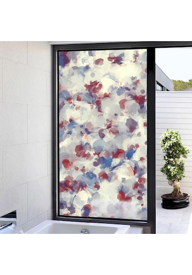 Suntek Çiçek Statik Streç Vitray Cam Filmi Gizlilik Buzlu 3
