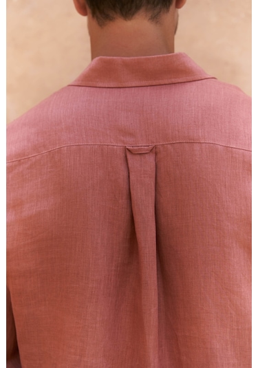 Mai Collection Mai Studios Co. Agnola Oversize Erkek Tarçın Keten Gömlek Tarçın