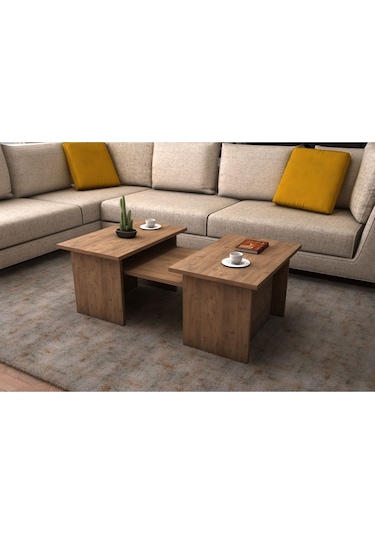 Alina Modern 3'lü Orta Sehpa Zigon Takım 90 CM Atlantik Çam