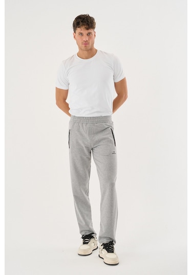 Shooter Sportswear Mevsimlik Antrasit Erkek Eşofman Altı Rahat Kalıp Fermuar Cepli Düz Paça Gri