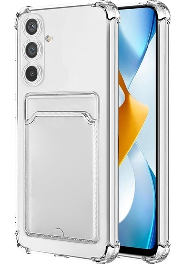 Samsung Galaxy Uyumlu A26 Kılıf Cardy Şeffaf Kartlık Cepli Kapak Şeffaf