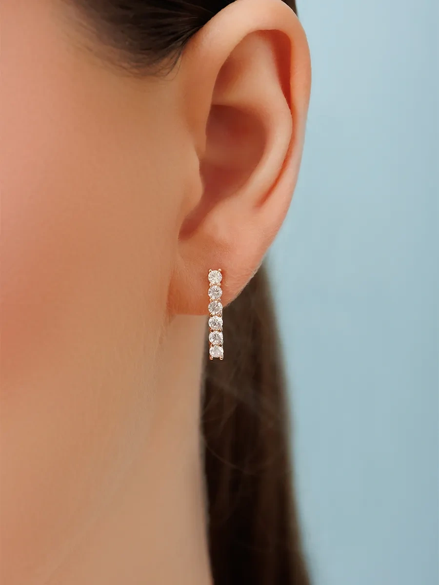 Veronika Jewelry Factory 925 Ayar Gümüş Yol Şeritli Sütaşlı Küpe 418578175 Altın