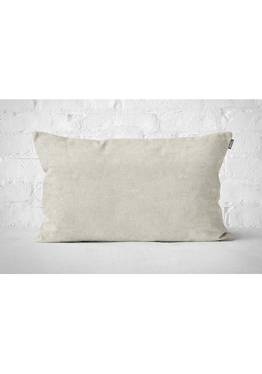 Tekli Kadife Dokulu Kırlent Kılıfı Açık Krem-2516 001